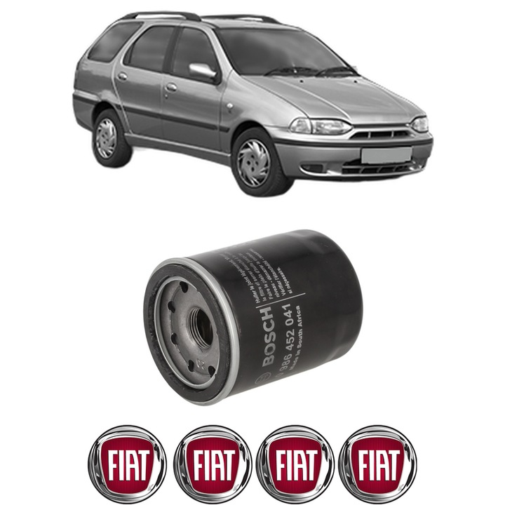 Filtru ulei FIAT PALIO Weekend (178_, 173_, 373_, 374_, 171_) 1.2 din 1996-2004 KW 54 CP 73 CMC 1242, auto, Bosch, 4x Stickere auto cu FIAT