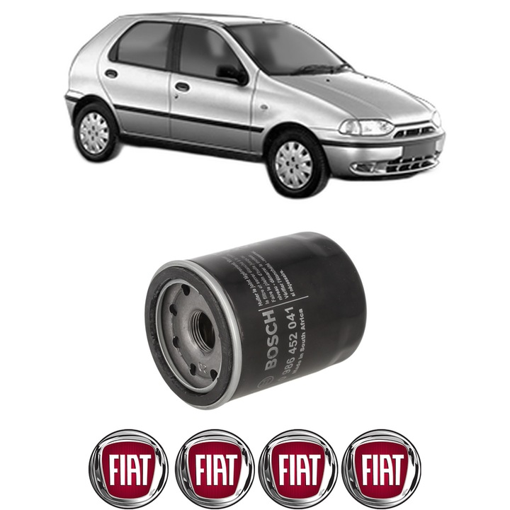 Filtru ulei FIAT PALIO (178_, 171_, 371_) 1.4 din 2005 KW 57 CP 78 CMC 1368, auto, Bosch, 4x Stickere auto cu FIAT