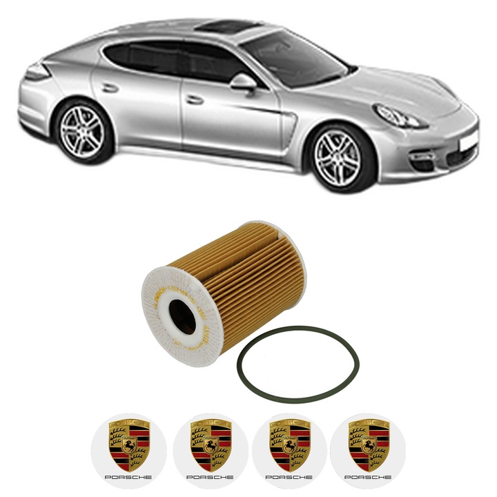 Filtru ulei PORSCHE PANAMERA (970) 4.8 Turbo S din 2011-2013 KW 404 CP 550 CMC 4806, auto, Bosch, 4x Stickere auto cu PORSCHE
