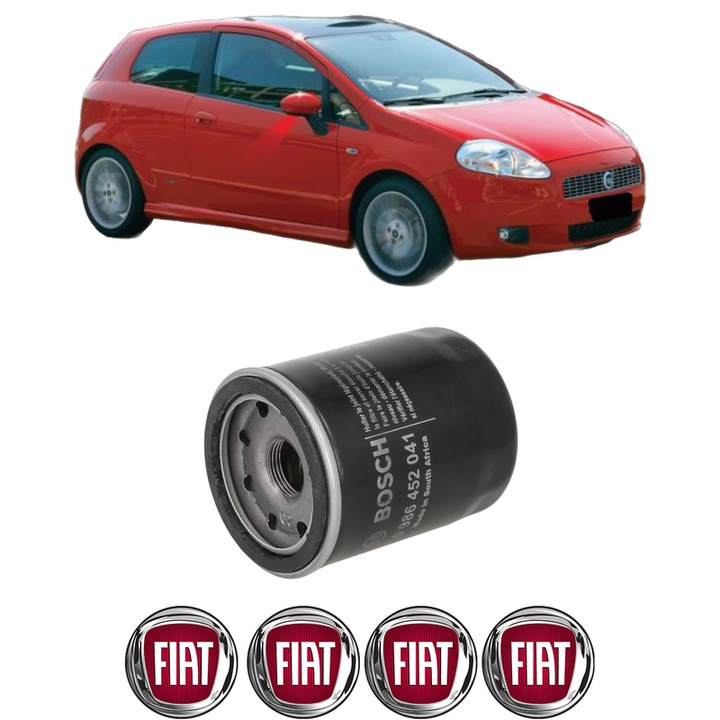 Filtru ulei FIAT PANDA (312_, 319_) 1.2 (312PXA1A) din 2012 KW 51 CP 69 CMC 1242, auto, Bosch, 4x Stickere auto cu FIAT