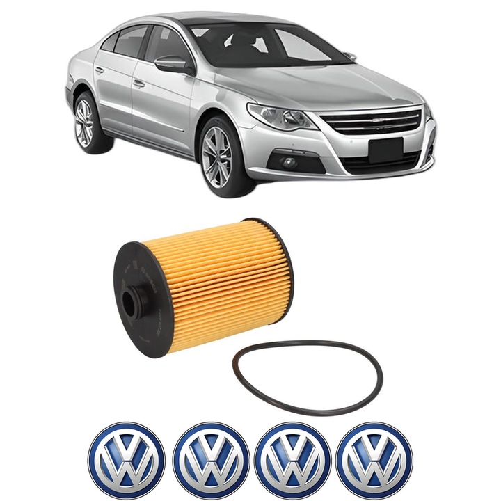 Filtru ulei Volkswagen PASSAT CC B6 (357) 3.6 FSI 4motion din 2008-2012 KW 206 CP 280 CMC 3580, auto, Bosch, 4x Stickere auto cu Volkswagen