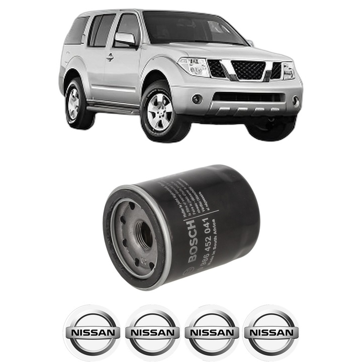 Filtru ulei NISSAN PATHFINDER III (R51) 4.0 4WD din 2005 KW 198 CP 269 CMC 3954, auto, Bosch, 4x Stickere auto cu NISSAN
