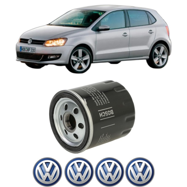 Filtru ulei Volkswagen POLO Van V (6R1, 6C1) 1.4 TDI din 2014-2017 KW 77 CP 105 CMC 1422, auto, Bosch, 4x Stickere auto cu Volkswagen