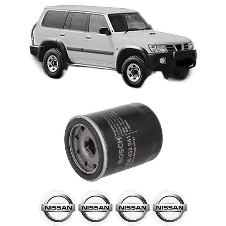 Filtru ulei NISSAN PATROL GR V Wagon (Y61) 4.8 din 2000 KW 180 CP 245 CMC 4759, auto, Bosch, 4x Stickere auto cu NISSAN