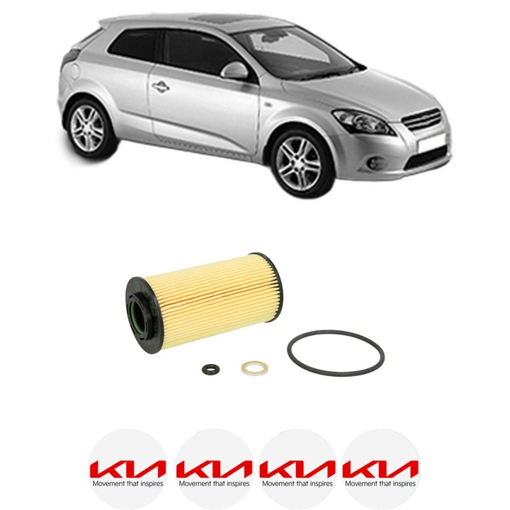 Filtru ulei KIA PRO CEE'D (ED) 1.6 CRDi 115 din 2008-2012 KW 85 CP 115 CMC 1582, auto, Bosch, 4x Stickere auto cu KIA