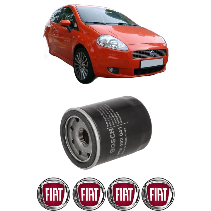 Filtru ulei FIAT PUNTO (199_) 1.4 Bifuel din 2012 KW 57 CP 78 CMC 1368, auto, Bosch, 4x Stickere auto cu FIAT