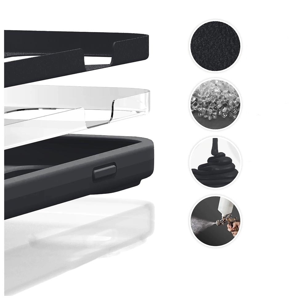BestCase® Husa Premium Silicon + Folie de sticla inculsa Compatibila cu Honor 200 Lite, Interior cu microfibra, Negru