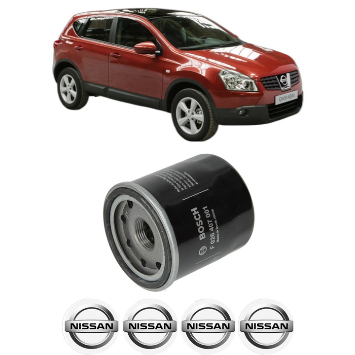 Filtru ulei NISSAN QASHQAI +2 (JJ10E) 1.6 din 2007-2013 KW 81 CP 110 CMC 1598, auto, Bosch, 4x Stickere auto cu NISSAN