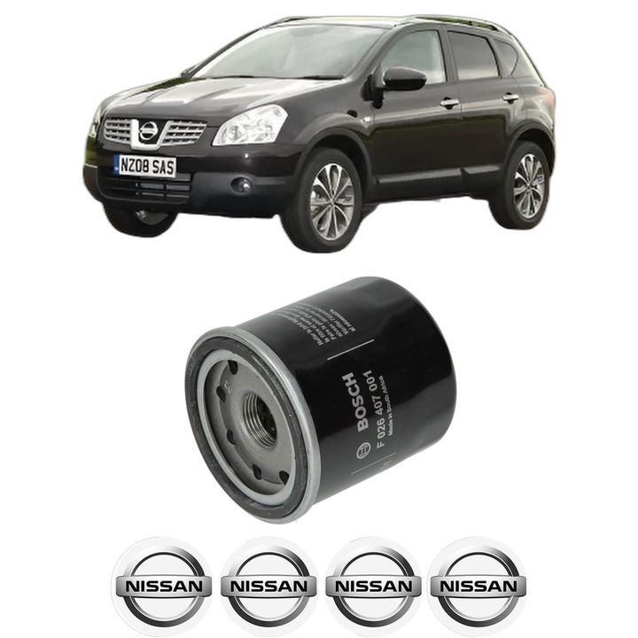 Filtru ulei NISSAN QASHQAI +2 VAN (JJ10E) 2.0 All-wheel Drive din 2008-2014 KW 104 CP 141 CMC 1997, auto, Bosch, 4x Stickere auto cu NISSAN