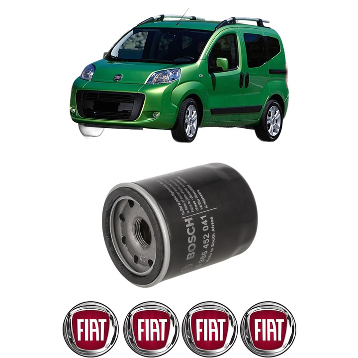 Filtru ulei FIAT QUBO (225_) 1.4 (225AXA1A, 225CXA1A) din 2009 KW 57 CP 78 CMC 1368, auto, Bosch, 4x Stickere auto cu FIAT