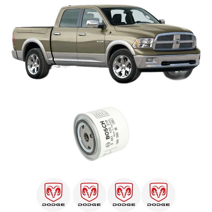 Filtru ulei DODGE RAM 1500 Crew Cab Pickup 4.7 din 2001-2007 KW 175 CP 238 CMC 4701, auto, Bosch, 4x Stickere auto cu DODGE
