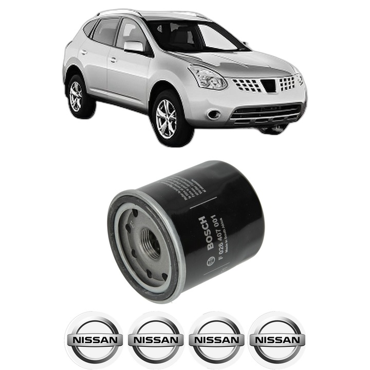 Filtru ulei NISSAN ROGUE 2.5 AWD din 2007-2013 KW 127 CP 173 CMC 2488, auto, Bosch, 4x Stickere auto cu NISSAN