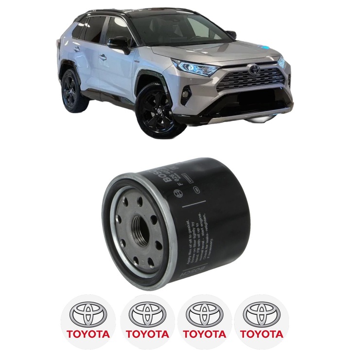 Filtru ulei TOYOTA RAV 4 V VAN (_A5_, _H5_) 2.5 Hybrid (AXAH52) din 2018 KW 160 CP 218 CMC 2487, auto, Bosch, 4x Stickere auto cu TOYOTA