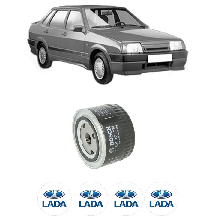 Filtru ulei LADA SAMARA Saloon (21099, 2115) 1.6 din 2009-2012 KW 60 CP 82 CMC 1597, auto, Bosch, 4x Stickere auto cu LADA