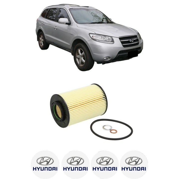 Olajszűrő HYUNDAI SANTA FÉ II (CM) 2.2 CRDi GLS 4x4 2006-2009 KW 110 LE 150 CMC 2188, autó, Bosch, 4x autómatrica HYUNDAI-val