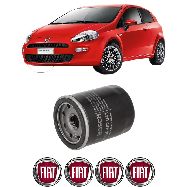 Filtru ulei FIAT PUNTO EVO Hatchback Van (199_) 1.4 (199.AXB1A) din 2009-2012 KW 57 CP 78 CMC 1368, auto, Bosch, 4x Stickere auto cu FIAT