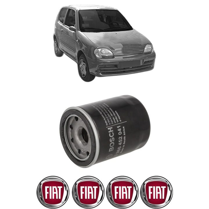 Filtru ulei FIAT SEICENTO / 600 Hatchback Van (287_) 1.1 (187CXB/C) din 1998-2010 KW 40 CP 54 CMC 1108, auto, Bosch, 4x Stickere auto cu FIAT