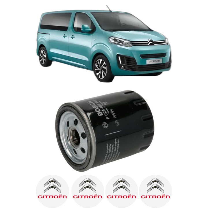 Filtru ulei CITROEN SPACETOURER Bus (V_) 2.0 BlueHDi 120 din 2019 KW 90 CP 122 CMC 1997, auto, Bosch, 4x Stickere auto cu CITROEN