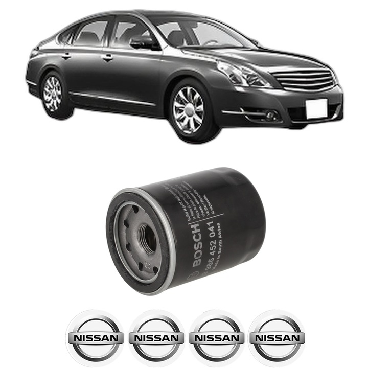 Filtru ulei NISSAN TEANA II (J32) 3.5 din 2008-2013 KW 183 CP 249 CMC 3498, auto, Bosch, 4x Stickere auto cu NISSAN