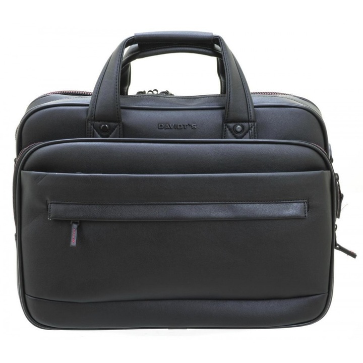 Davidt's Oran fekete szintetikus bőr laptop táska rekeszes multifunkcionális