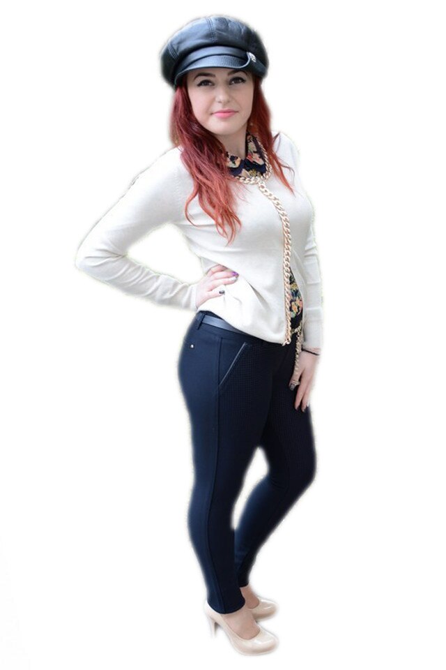 Pantaloni casual, buzunare apretate , D&J Exclusive, Albastru marin