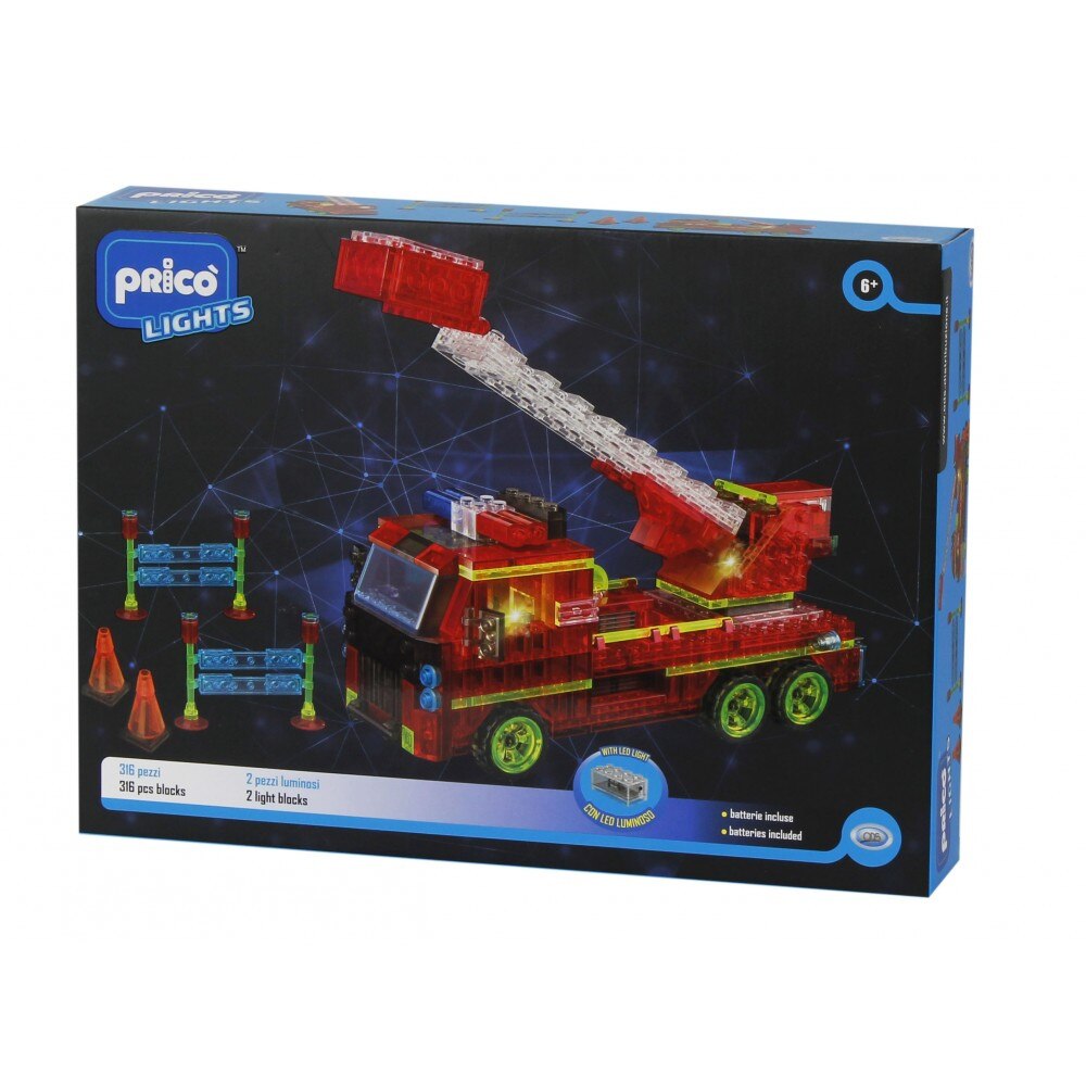 Set constructie Masina de pompieri cu led 337 piese Prico Lights