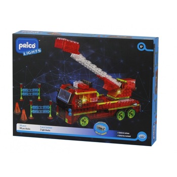 Set constructie Masina de pompieri cu led 337 piese Prico Lights Set constructie Masina de pompieri cu led 337 piese Prico Lights