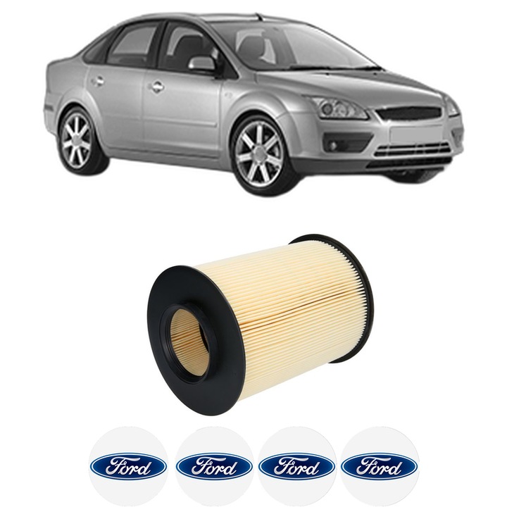 Filtru aer FORD FOCUS II Saloon (DB_, FCH, DH) 1.8 din 2006-2012 KW 92 CP 125 CMC 1798, Bosh, Auto, 4x Stickere auto cu FORD