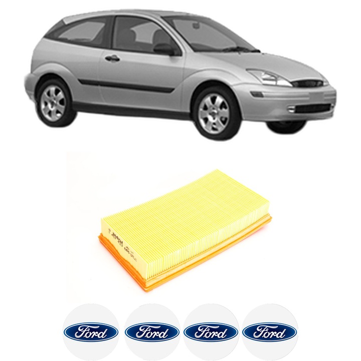 Filtru aer FORD FOCUS I (DAW, DBW) 1.6 16V Flexifuel din 2002-2004 KW 75 CP 102 CMC 1596, Bosh, Auto, 4x Stickere auto cu FORD