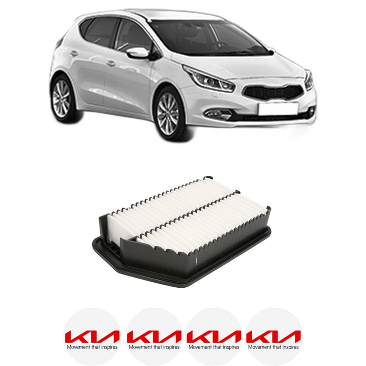 Filtru aer KIA CEE'D (JD) 1.6 CVVT din 2013-2018 KW 95 CP 130 CMC 1591, Bosh, Auto, 4x Stickere auto cu KIA
