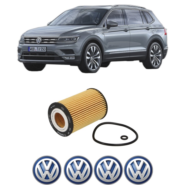 Filtru ulei Volkswagen TIGUAN ALLSPACE (BW2, BJ2) 2.0 TDI 4motion din 2017-2021 KW 140 CP 190 CMC 1968, auto, Bosch, 4x Stickere auto cu Volkswagen
