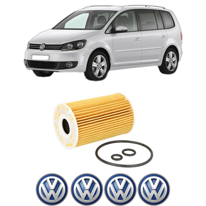Filtru ulei Volkswagen TOURAN VAN (1T3) 1.6 TDI din 2010-2015 KW 77 CP 105 CMC 1598, auto, Bosch, 4x Stickere auto cu Volkswagen