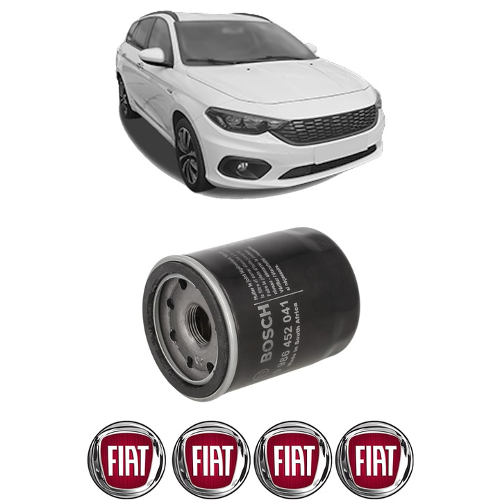 Filtru ulei FIAT TIPO Estate (356_, 357_) 1.4 (356WXA1B) din 2016-2020 KW 70 CP 95 CMC 1368, auto, Bosch, 4x Stickere auto cu FIAT