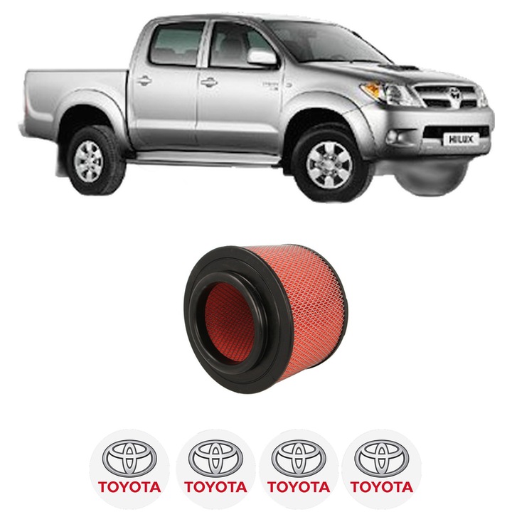 Filtru aer TOYOTA HILUX VII Pickup (_N1_, _N2_, _N3_) 2.5 D-4D (KUN15_, KUN15R) din 2006-2015 KW 88 CP 120 CMC 2494, Bosh, Auto, 4x Stickere auto cu TOYOTA