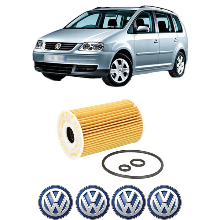 Filtru ulei Volkswagen TOURAN (1T3) 1.6 TDI din 2010-2015 KW 77 CP 105 CMC 1598, auto, Bosch, 4x Stickere auto cu Volkswagen