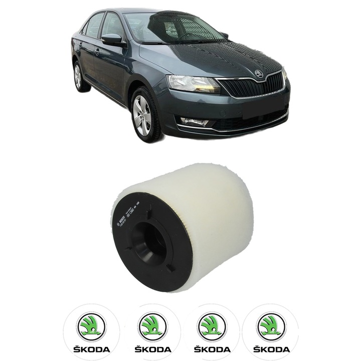 Filtru aer SKODA RAPID (NH3, NK3, NK6) 1.2 TSI din 2012-2015 KW 77 CP 105 CMC 1197, Bosh, Auto, 4x Stickere auto cu SKODA