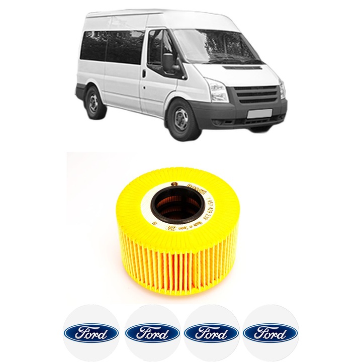 Filtru ulei FORD TRANSIT Bus (FD_ _, FB_ _, FS_ _, FZ_ _, FC_ _) 2.4 DI RWD (F_B_, F_C_, F_A_) din 2000-2006 KW 88 CP 120 CMC 2402, auto, Bosch, 4x Stickere auto cu FORD