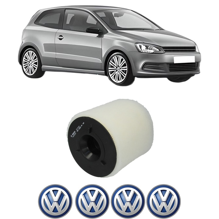 Filtru aer Volkswagen POLO V (6R1, 6C1) 1.2 TDI din 2009-2014 KW 55 CP 75 CMC 1199, Bosh, Auto, 4x Stickere auto cu Volkswagen