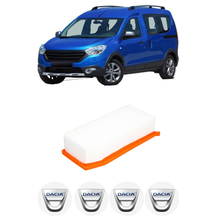 Filtru aer DACIA DOKKER MPV (KE_) 1.3 TCe 100 (KENU) din 2019-2021 KW 75 CP 102 CMC 1332, Bosh, Auto, 4x Stickere auto cu DACIA