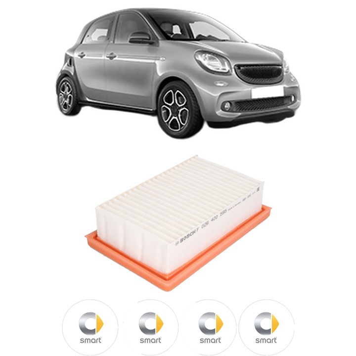 Filtru aer SMART FORFOUR Hatchback (453) 1.0 (453.041) din 2014 KW 45 CP 60 CMC 999, Bosh, Auto, 4x Stickere auto cu SMART