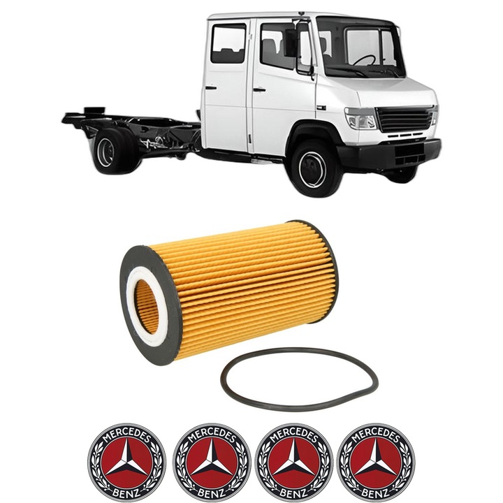 Filtru ulei MERCEDES-BENZ VARIO Cab with engine 615 D, 616 D (669.599, 669.899) din 2006-2013 KW 115 CP 156 CMC 4249, auto, Bosch, 4x Stickere auto cu MERCEDES-BENZ