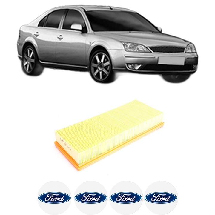Filtru aer FORD MONDEO III Saloon (B4Y) 1.8 16V din 2000-2007 KW 92 CP 125 CMC 1798, Bosh, Auto, 4x Stickere auto cu FORD