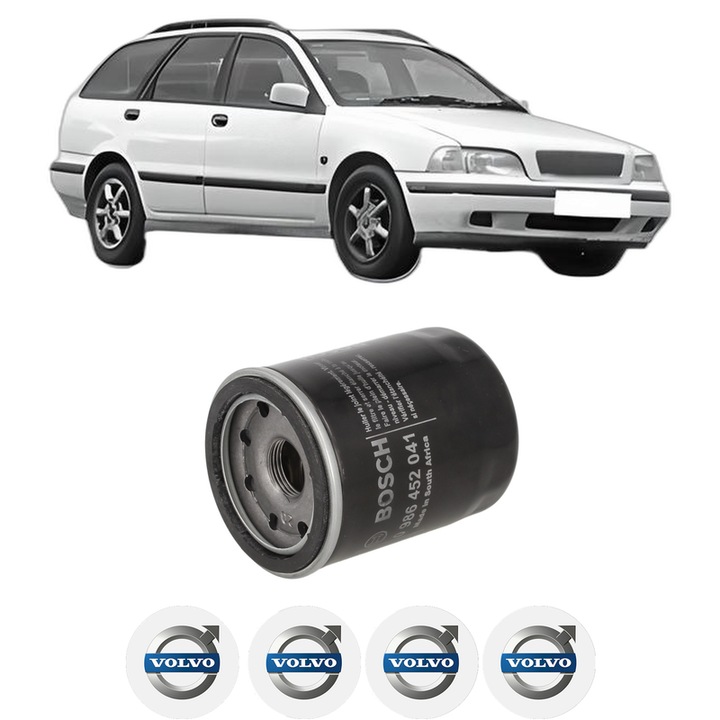 Filtru ulei VOLVO V40 Estate (645) 1.8 i din 1998-2004 KW 92 CP 125 CMC 1834, auto, Bosch, 4x Stickere auto cu VOLVO