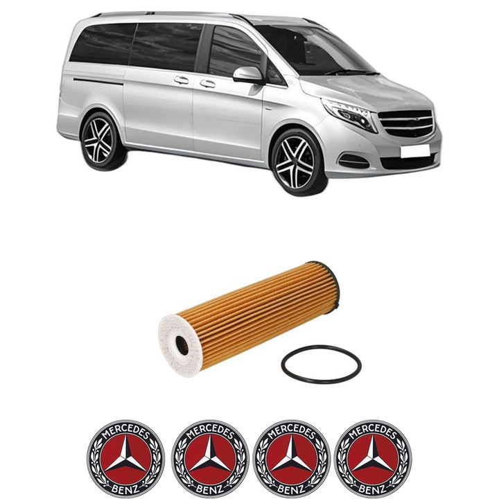Filtru ulei MERCEDES-BENZ VITO Mixto (Double Cabin) (W447) 114 CDI (447.701, 447.703, 447.705) din 2019 KW 100 CP 136 CMC 1950, auto, Bosch, 4x Stickere auto cu MERCEDES-BENZ