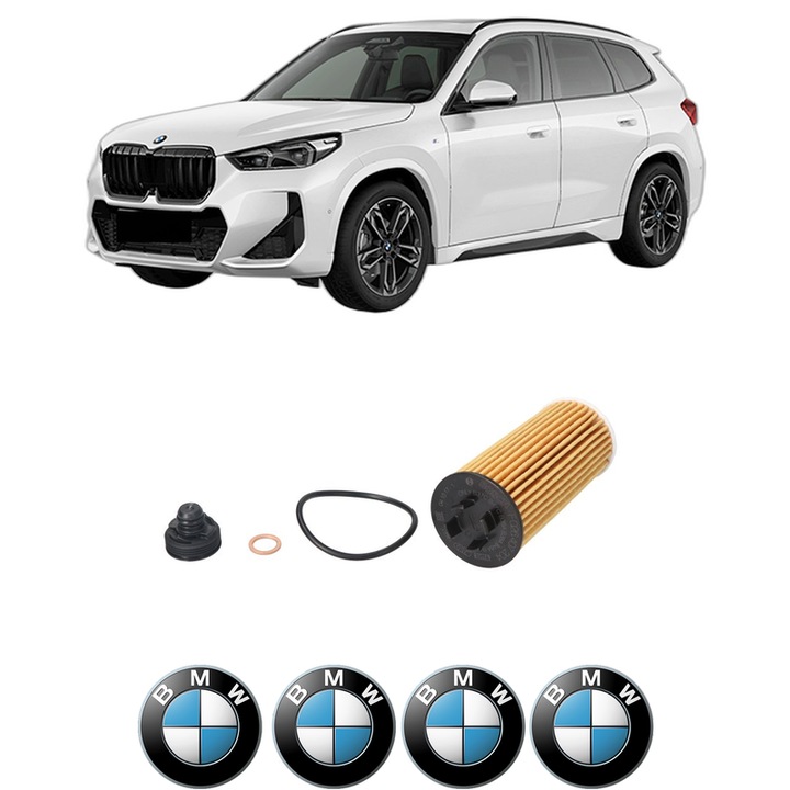 Filtru ulei BMW Seria X1 (U11) sDrive 18 d din 2022 KW 110 CP 150 CMC 1995, auto, Bosch, 4x Stickere auto cu BMW