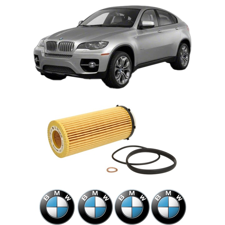 Filtru ulei BMW Seria X6 (E71, E72) xDrive 30 d din 2010-2014 KW 155 CP 211 CMC 2993, auto, Bosch, 4x Stickere auto cu BMW