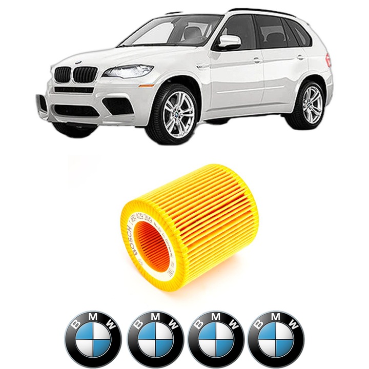 Filtru ulei BMW Seria X5 (E70) xDrive 35 i din 2012-2013 KW 235 CP 320 CMC 2979, auto, Bosch, 4x Stickere auto cu BMW
