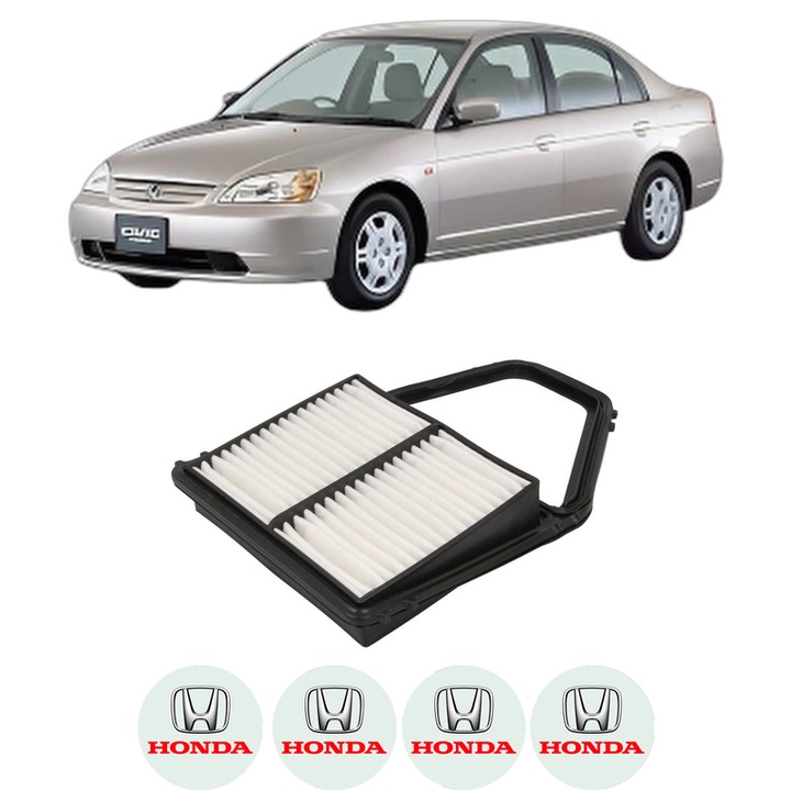 Filtru aer HONDA CIVIC VII Saloon (ES, ET) 1.7 din 2001-2005 KW 85 CP 116 CMC 1668, Bosh, Auto, 4x Stickere auto cu HONDA