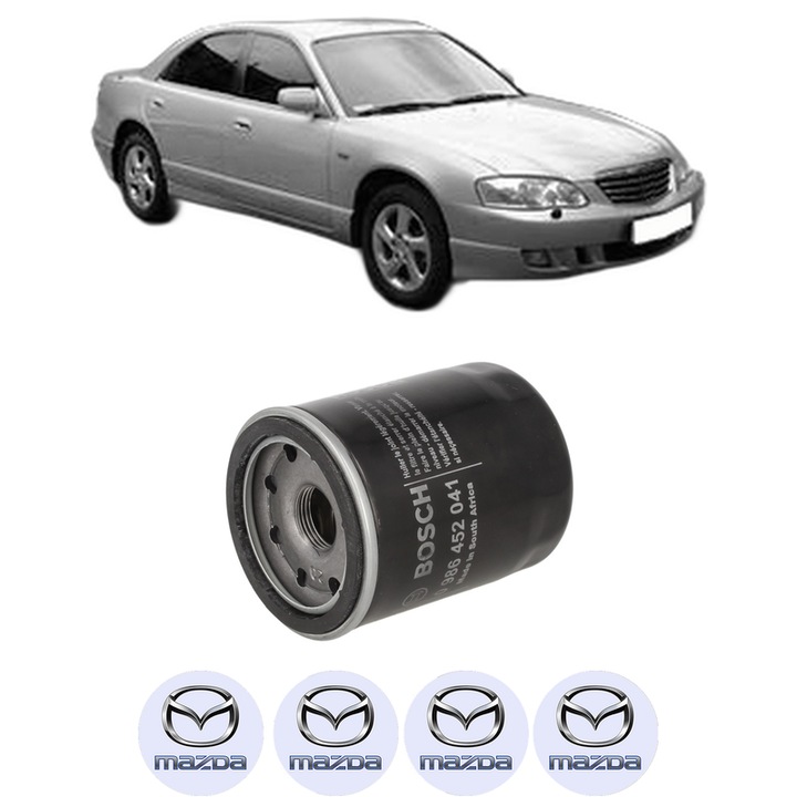 Filtru ulei MAZDA XEDOS 9 (TA) 2.3 24V (TA3P) din 1995-2000 KW 155 CP 211 CMC 2255, auto, Bosch, 4x Stickere auto cu MAZDA