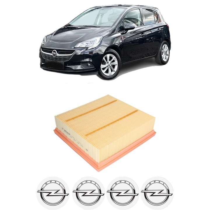 Filtru aer OPEL CORSA E (X15) 1.4 LPG (08, 68) din 2015 KW 66 CP 90 CMC 1398, Bosh, Auto, 4x Stickere auto cu OPEL
